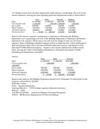 Accounting Chapter 23 6 Based on this income statement, management is planning on eliminating the Bedding department, as it is generating a net loss. If the Bedding department is eliminated, the Kitchen department will expand to fill the space