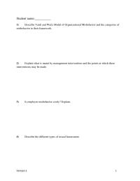 Human Resources Chapter 8 Chapter 8_version1&nbsp;Describe Vardi and Weitz Model of Organizational Misbehavior and the categories of misbehavior in their framework