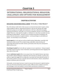 International Business Chapter 1 Homework Psychological capital has to do with your openness to new experiences—being energized by foreign contexts, having a sense of adventure