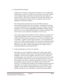 International Business Chapter 2 Homework Part of this apparent contradiction may involve the difference between organizational commitment and work commitment