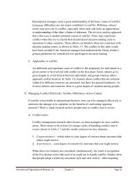 International Business Chapter 3 Homework Some general culture-based tendencies exist that can distinguish how groups of people tend to handle conflict