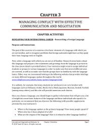 International Business Chapter 3 Homework The purpose of this exercise is to become knowledgeable about how people in different cultures and countries negotiate