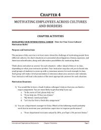 International Business Chapter 4 Homework we want you to think about which of these programs would work best to improve the motivation and performance of Russian employees.