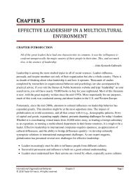 International Business Chapter 5 Homework Non-Western experts have proposed interesting alternatives to simplistic distinctions between task- and relationship-oriented leader behaviors