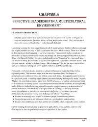 International Business Chapter 5 Homework Leadership concepts, values, and styles continue to evolve around the world – especially in global business circles