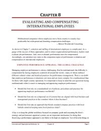 International Business Chapter 8 Homework There are simply inherent differences among individuals in their abilities to handle a foreign assignment—whether because of experience, temperament
