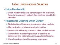 International Business Chapter 9 Homework Union membership as a percentage of the total work force (union density) globally has declined steadily for decades