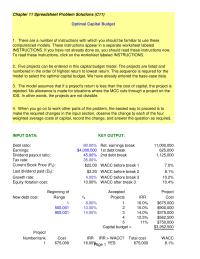 Finance Chapter 11 Homework&nbsp;This placement permits you to&nbsp;change an input and instantly see how that change affects the output&nbsp;of the model&nbsp;Optimal capital budget