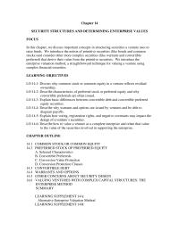 Entrepreneurship Chapter 14e The enterprise value is the value of all of the securities (debt and equity).&nbsp; To get what’s left for the market value of equity