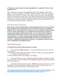 Finance Chapter 10 Homework What kind of insurance coverages would you recommend that Javier purchase? Explain your recommendation