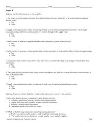 Management Chapter 6 1 The center-of-gravity method increases the weighted distance between the facility to be located and its supply and demand points