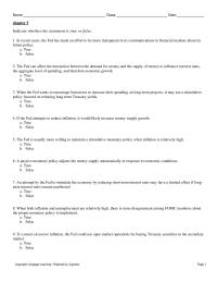 Finance Chapter 5 1 The Fed can affect the interaction between the demand for money and the supply of money to influence interest rates, the aggregate level of spending, and therefore economic growth