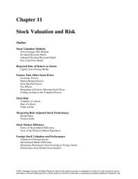 Finance Chapter 11 Homework&nbsp;Given a choice of risk-free Treasury securities or stocks, stocks should be purchased only if they are appropriately priced to reflect if they are appropriately priced to reflect