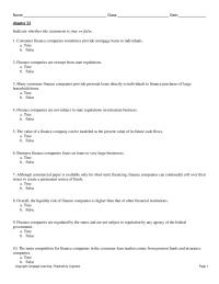 Finance Chapter 22 1 Many consumer finance companies provide personal loans directly to individuals to finance purchases of large household items