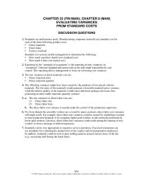 Accounting Chapter 9 Homework No. Even though the assembly workers are covered by union contracts, direct labor cost variances still might result
