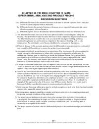 Accounting Chapter 11 Homework In setting prices, managers should also consider such factors as the prices of competing products and the general economic&nbsp;