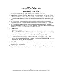 Accounting Chapter 15 Homework The total amount reported as the net cash flow from operating activities is not affected by the use of the direct or indirect method