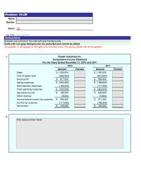 Accounting Chapter 16 Homework&nbsp;Fielder Industries Inc. Comparative Income Statement For the Years Ended December 31, 20Y2 and 20Y1