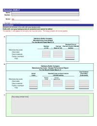 Accounting Chapter 23 Homework&nbsp;Salisbury Bottle Company&nbsp;Manufacturing Costs Budget Performance Report&nbsp;For the Month Ended March 31