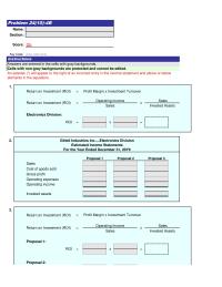 Accounting Chapter 24 Homework&nbsp;Gihbli Industries Inc. Electronics Division&nbsp;Estimated Income Statements&nbsp;For the Year Ended December 31, 20Y9