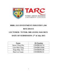 INVESTMENT INDUSTRY LAW