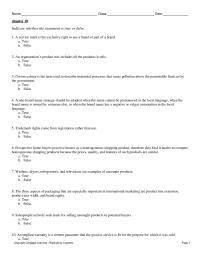 Marketing Chapter 10 1 Greenwashing is the term used to describe industrial processes that cause pollution above the permissible limit set by the government
