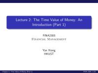 Lecture 2: The Time Value of Money: An Introduction