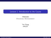 Lecture 1: Introduction to the Course