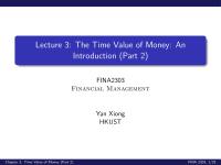Lecture 3: The Time Value of Money: An Introduction