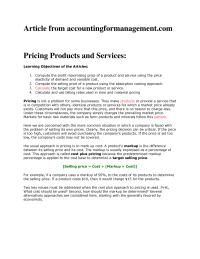 Pricing Products & Services