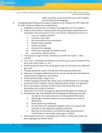 Business Communication Chapter 4 Homework Skilled communicators employ expert writing techniques (listed below and illustrated in the two versions of an e-mail shown as Model Document
