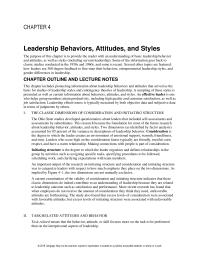 Management Chapter 4 Homework The Ohio State studies developed questionnaires about leaders that included self-assessments and assessments by subordinates