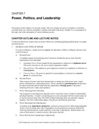 Management Chapter 7 Homework An obvious problem about leadership power is that it can be directed more toward self-serving behavior than the good of others including the organization and all stakeholders