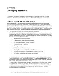 Management Chapter 9 Homework A role for executive-level leaders requiring separate mention is that of leading a number of teams within the organization within the organization