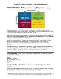 Marketing Chapter 2 Homework Stars represent units with high market shares in high-growth markets. These products or businesses are high-growth market leaders