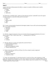 Marketing Chapter 2 2 A certain social networking corporation has the highest number of users in the social networking industry. This is an example of the firm’s