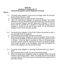 Revenue Recognition and the Statement of Income
