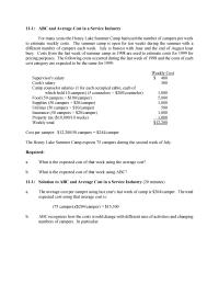 Chapter 11 1&nbsp;Costs from the last week of summer camp in 1998 are used to estimate costs for 1999 forpricing purposes