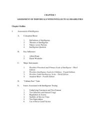 Special Education Chapter 3 Chapter 3 Wisciv Waisiii Vabs 17 Individually Administered Intelligence Test Based Three level Hierarchical Model