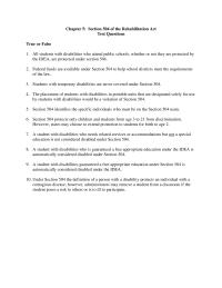 Special Education Chapter 5 1 Section 504 Differ From The Idea May More Than One Answer Section