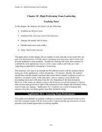Business Communication Chapter 10 Homework An alternative to doing all of the assignment in class would be to have the students complete the team assessment as homework but then meet in class to go over it