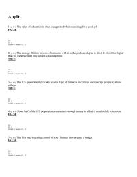 Appendix D 1 Once you have evaluated your current financial situation and know your sources of income and expenses, you have reached the point where you can establish a personal budget