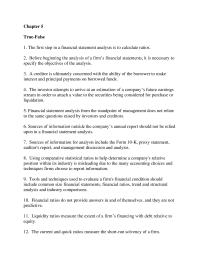 Chapter 5 Chapter 5 True false The First Step Financial Statement Analysis Calculate Ratios Before Beginning