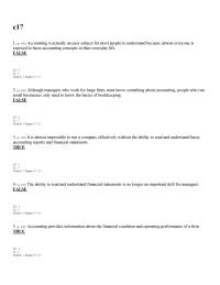Chapter 17 1 Accounting is actually an easy subject for most people to understand because almost everyone is exposed to basic accounting concepts in their everyday life