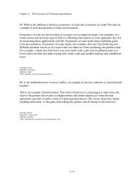 Banking Chapter 11 3 What is the difference between economies of scale and economies of scope? Provide an example of each that pertains to financial institutions