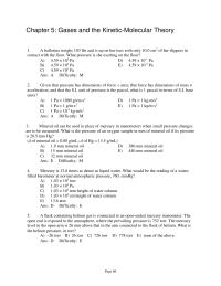 Chemical Engineering Chapter 5 1 Mineral oil can be used in place of mercury in manometers when small pressure changes are to be measured. What is the pressure of an oxygen sample in mm of mineral