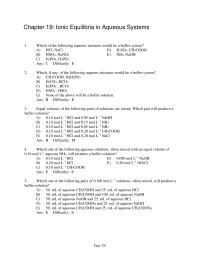 Chemical Engineering Chapter 19 1 Which one of the following is the best representation of the titration curve which will be obtained in the titration of a weak base