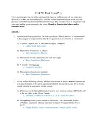 BUS 271 Final Exam Prep