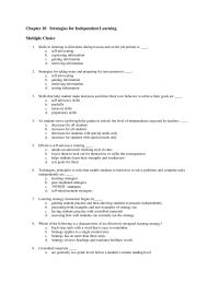 Chapter 10 1 Skills that help student make decisions and direct their own behavior to achieve their goals are&nbsp;