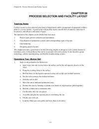 Management Chapter 6 Homework Facility Layout involves physical placement of departments and/or arrangement of equipment within a plant or a service facility.
